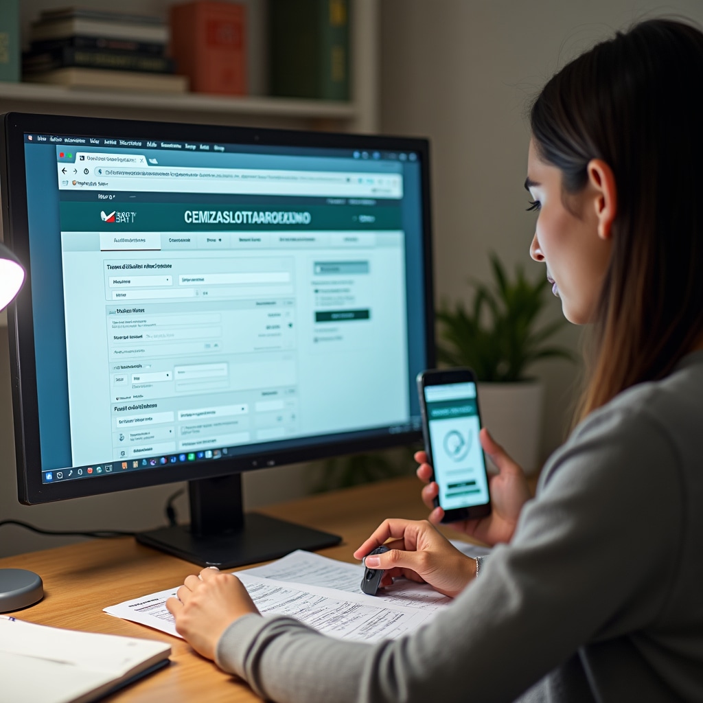Computer screen showing SAT online platform with tax declaration form being filled out